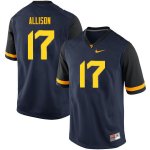 Men's West Virginia Mountaineers NCAA #17 Jack Allison Navy Authentic Nike Stitched College Football Jersey UE15N73XW